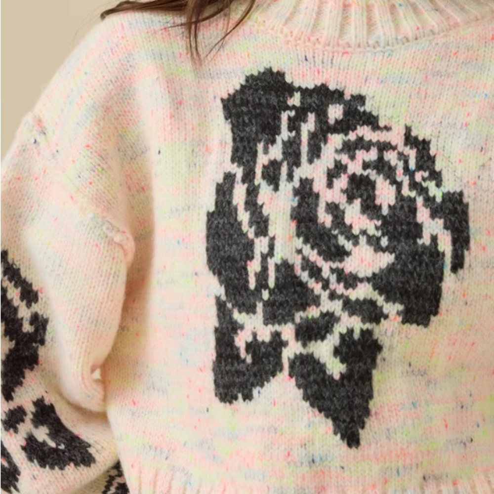 Altar'd State Size M Multicolor Speckle Abstract Flower Print Sweater/Crew Neck - Picture 3 of 6